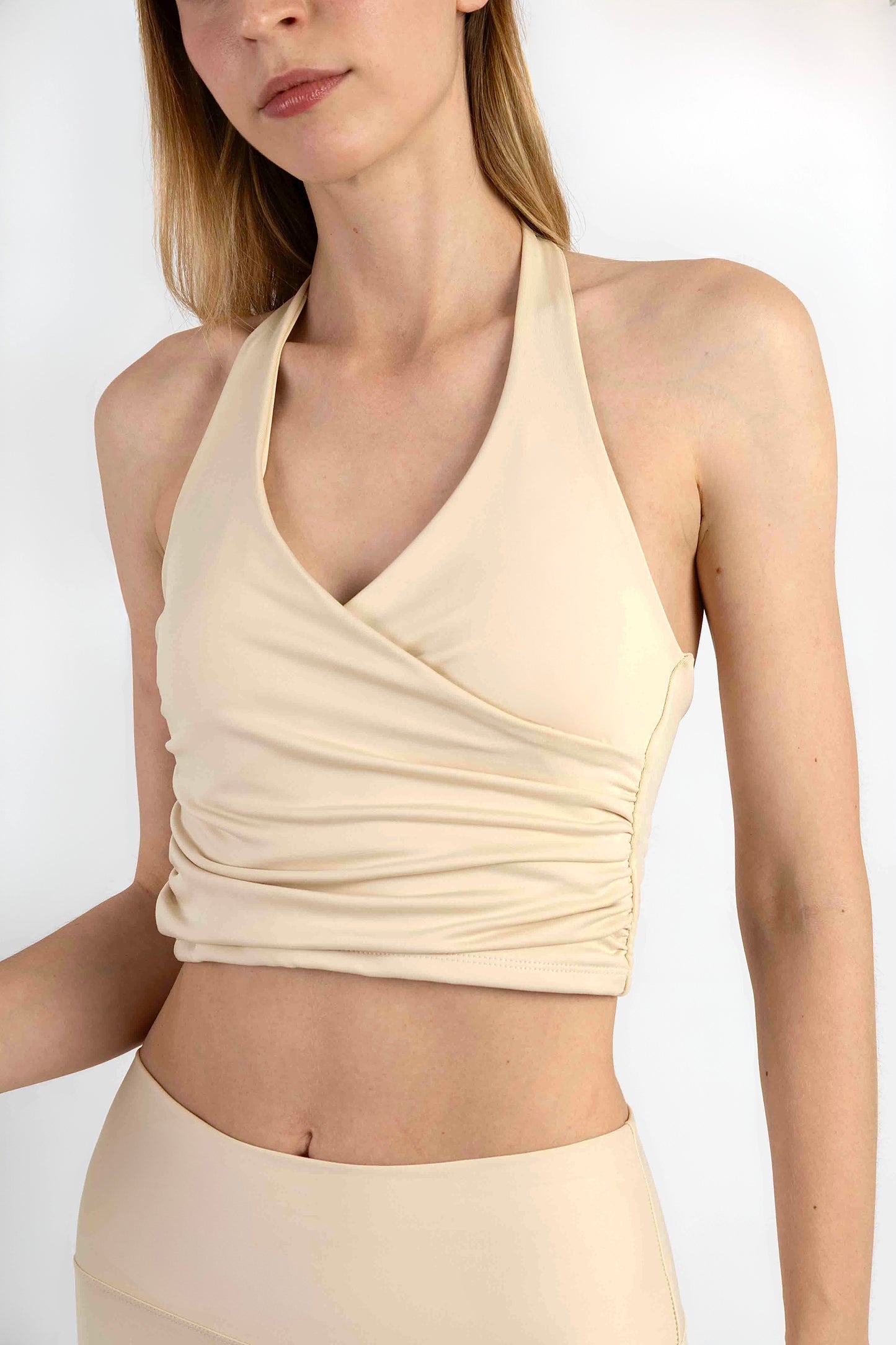 Bloom Halter Draped Top - Soft Ivory