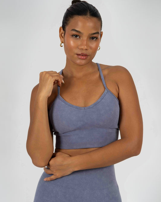 Top Acid Wash Azul Acero
