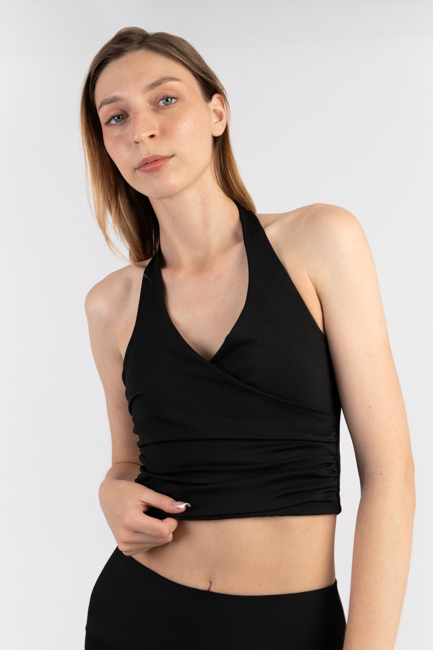 Bloom Halter Draped Top – Deep Dark